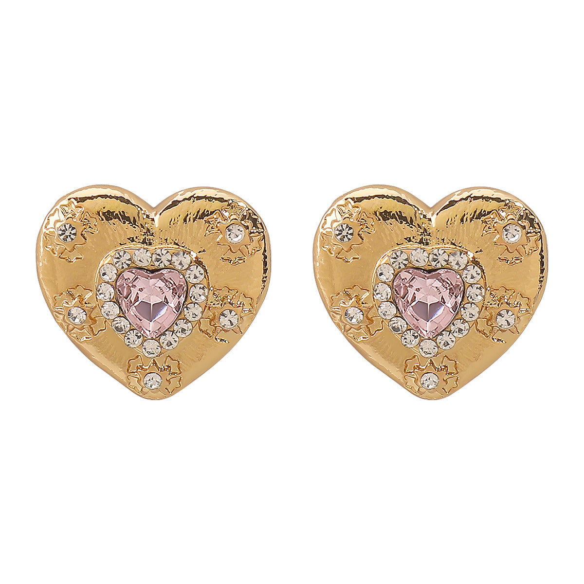 Wholesale Heart-shaped Lava Texture Zircon Necklace